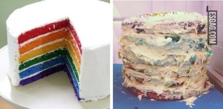 Expectativa y realidad de la preparación de una torta