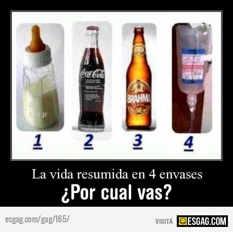 La vida resumida en 4 envases