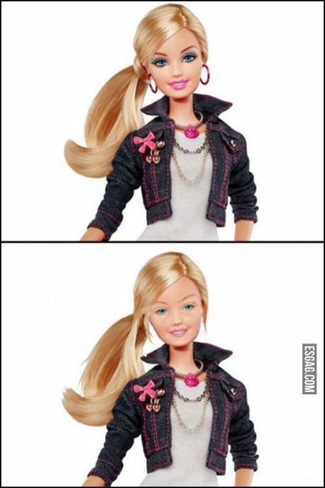 Barbie antes y después de maquillarse