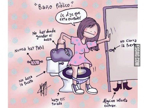 Baño público y sus inconvenientes