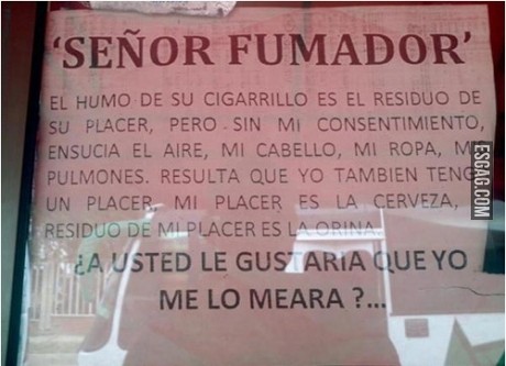 Señor fumados: lea atentamente