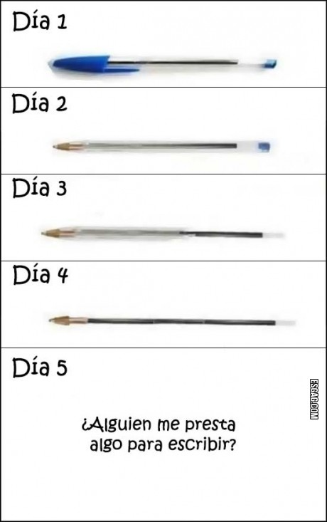 La vida útil de una lapicera es de 5 días