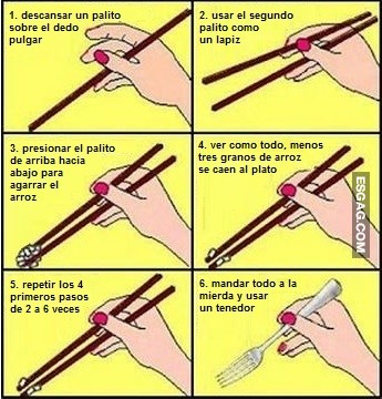 6 pasos para comer con palitos chinos