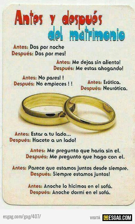 Antes y despu&eacute;s del matrimonio