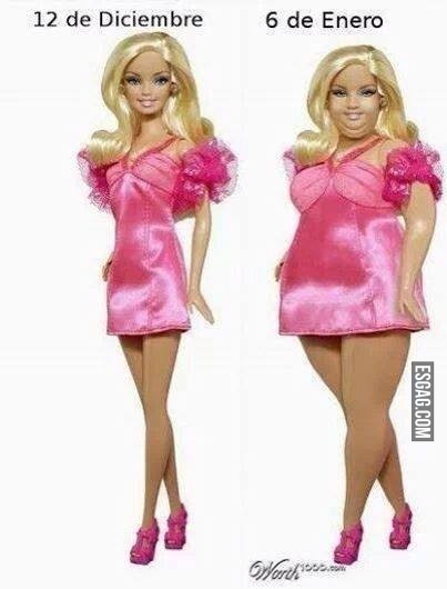 Barbie antes y después de las fiestas