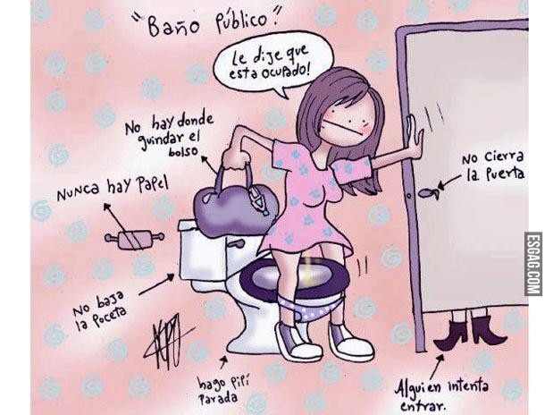 Baño público y sus inconvenientes