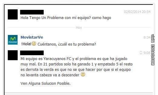 Cuando tengas un problema con tu equipo preguntale a Movistar