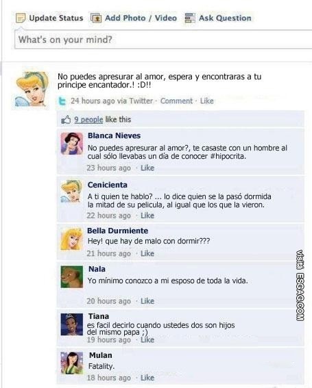 Si las princesas de Disney tuvieran Facebook