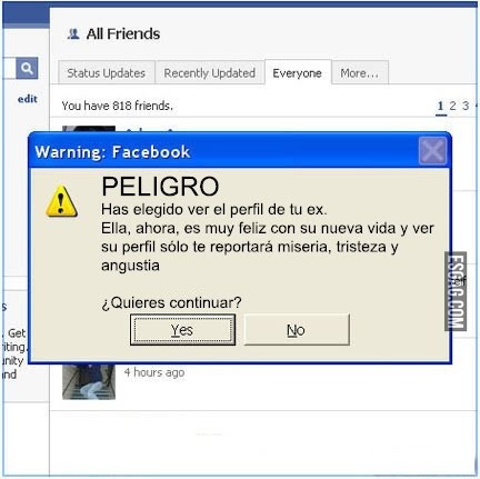 Peligro, has elegido ver el perfil de tu ex