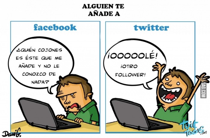 Diferencias abismales entre Facebook y Twitter.