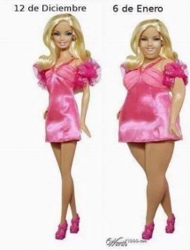 Barbie antes y después de las fiestas