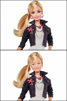 Barbie antes y después de maquillarse