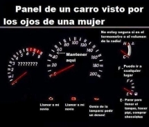 Tablero del auto visto por una mujer