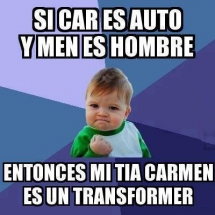 Si car es auto y men es hombre...